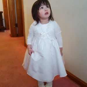 USA MADE 2 piece Toddler Formal Dress w Lace Shawl